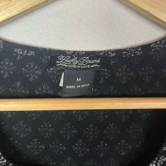 Lucky Brand Black Boho Printed Long Sleeve Blouse M - Picture 5 of 5